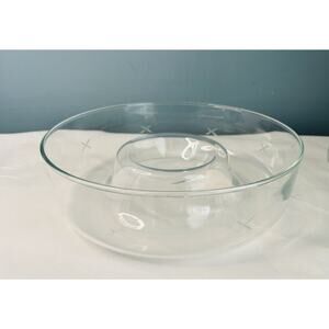 Princess House Crystal Chip & Dip Bowl Heritage Collection #401 Etched X Pattern